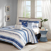 Marina 6 Piece Quilted Microfiber Coverlet Set with Throw Pillows - Blue