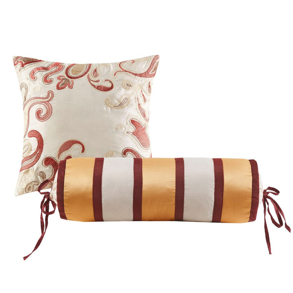 Aubrey 5 Piece Reversible Jacquard Bedspread Set in Burgundy