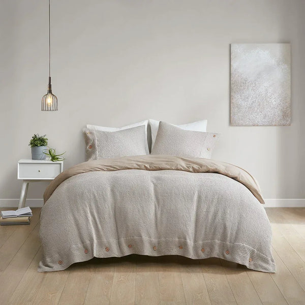 Mara 4 PC Cotton and Rayon from Bamboo Blend Waffle Weave Comforter Cover Set w/removable insert - Gifts for You 'n Me