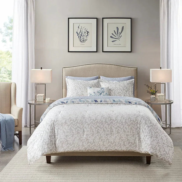Sofia Reversible Comforter Set with Bed Sheets in Blue - Gifts for You 'n Me