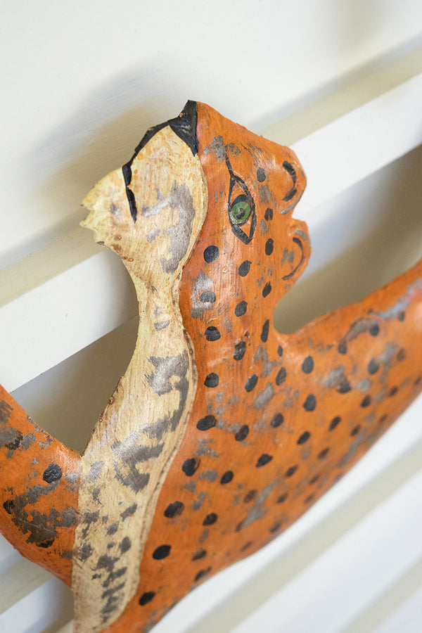 Set of 2 Hand Hammered Recycled Cheetah And Tiger Wall Hanging