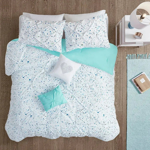 Abby Metallic Printed and Pintucked Comforter by Intelligent Design - Gifts for You 'n Me