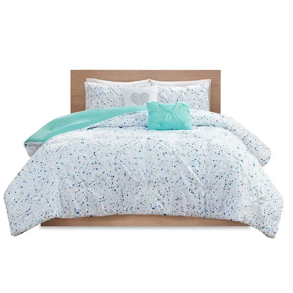 Abby Metallic Printed and Pintucked Comforter by Intelligent Design - Gifts for You 'n Me