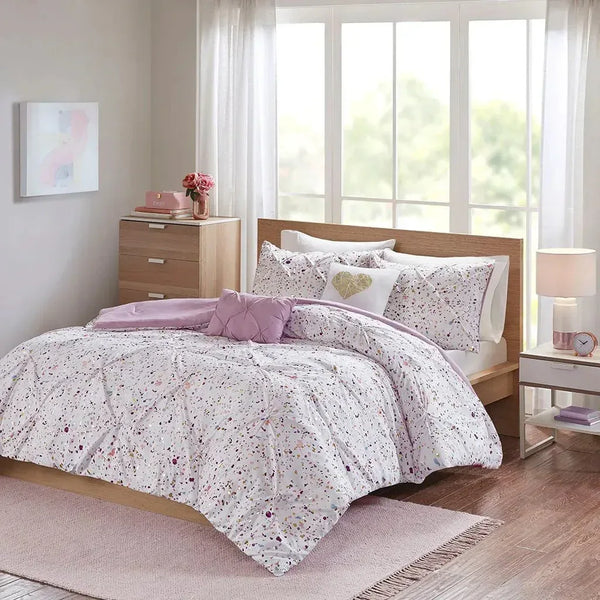 Abby Metallic Printed and Pintucked Comforter by Intelligent Design - Gifts for You 'n Me