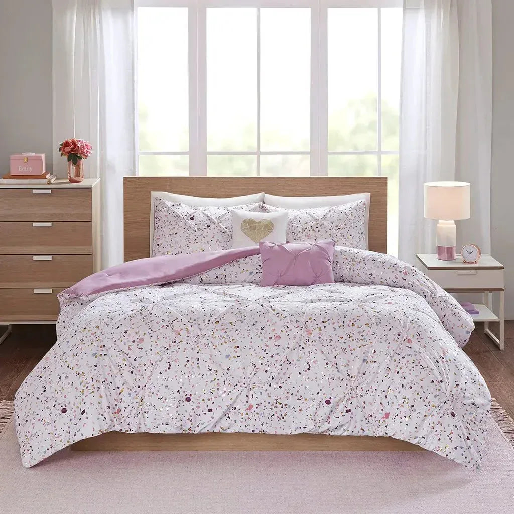Abby Metallic Printed and Pintucked Comforter by Intelligent Design - Gifts for You 'n Me
