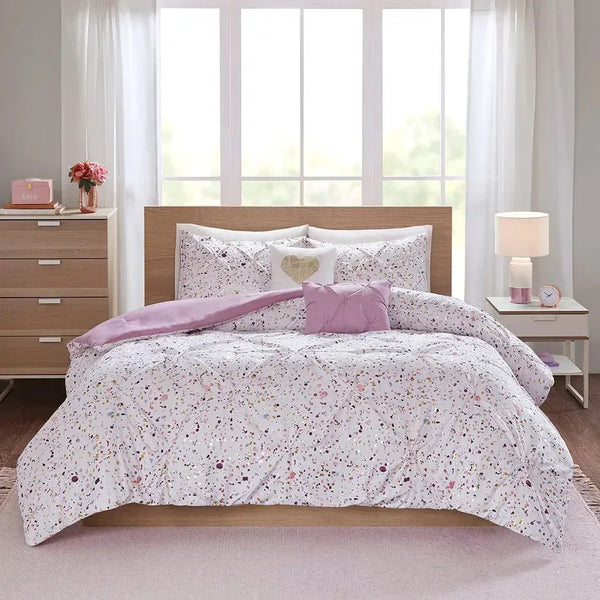 Abby Metallic Printed and Pintucked Comforter by Intelligent Design - Gifts for You 'n Me