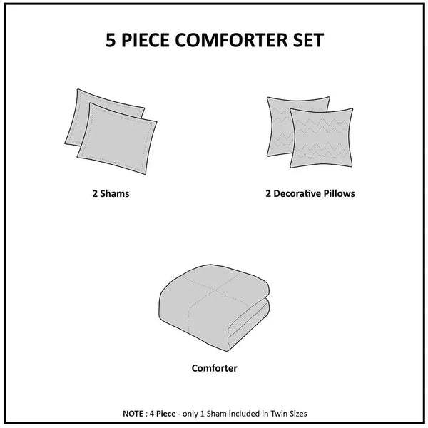 Abby Metallic Printed and Pintucked Comforter by Intelligent Design - Gifts for You 'n Me