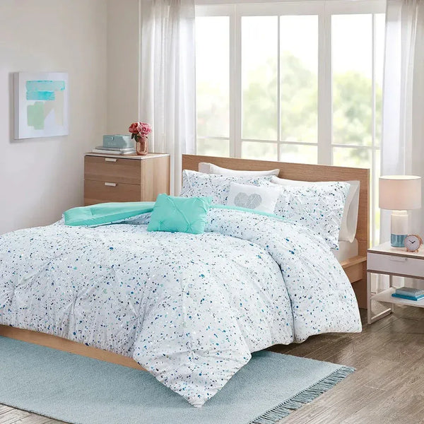 Abby Metallic Printed and Pintucked Comforter by Intelligent Design - Gifts for You 'n Me