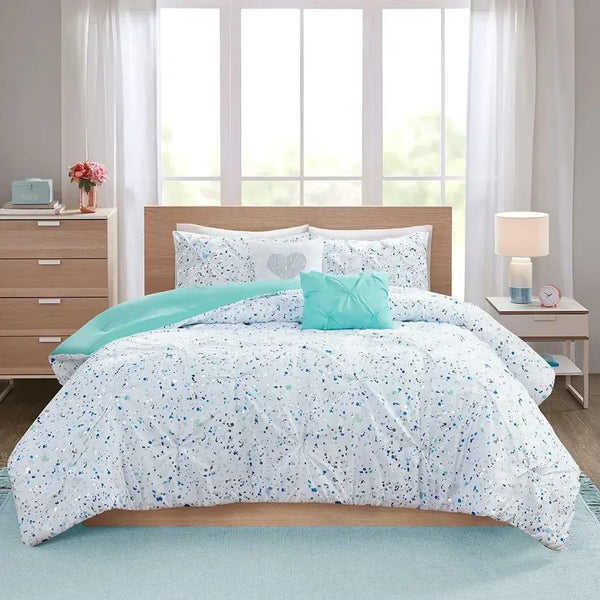 Abby Metallic Printed and Pintucked Comforter by Intelligent Design - Gifts for You 'n Me