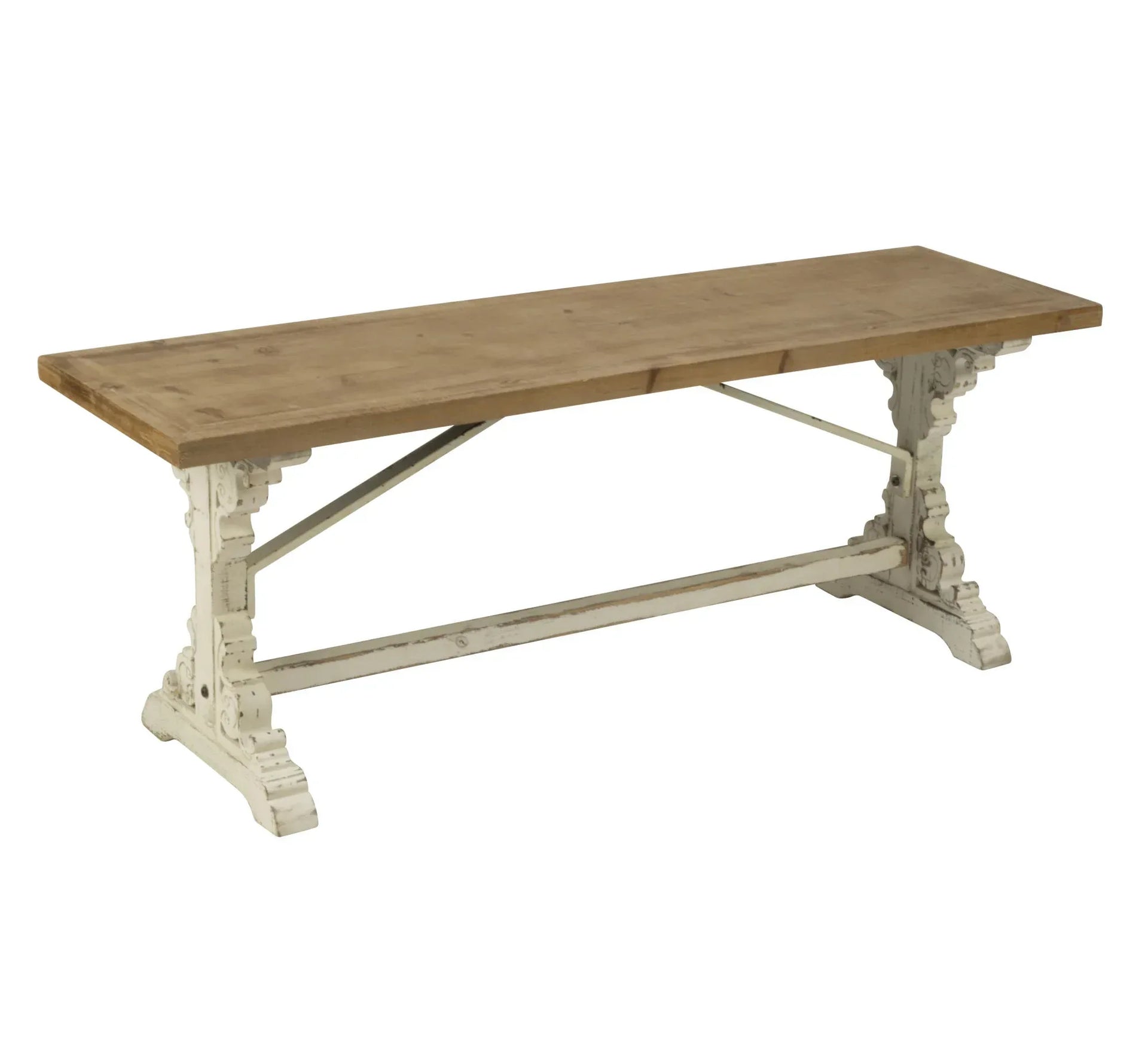 Antiqued Wooden French Farmhouse Bench - Gifts for You 'n Me