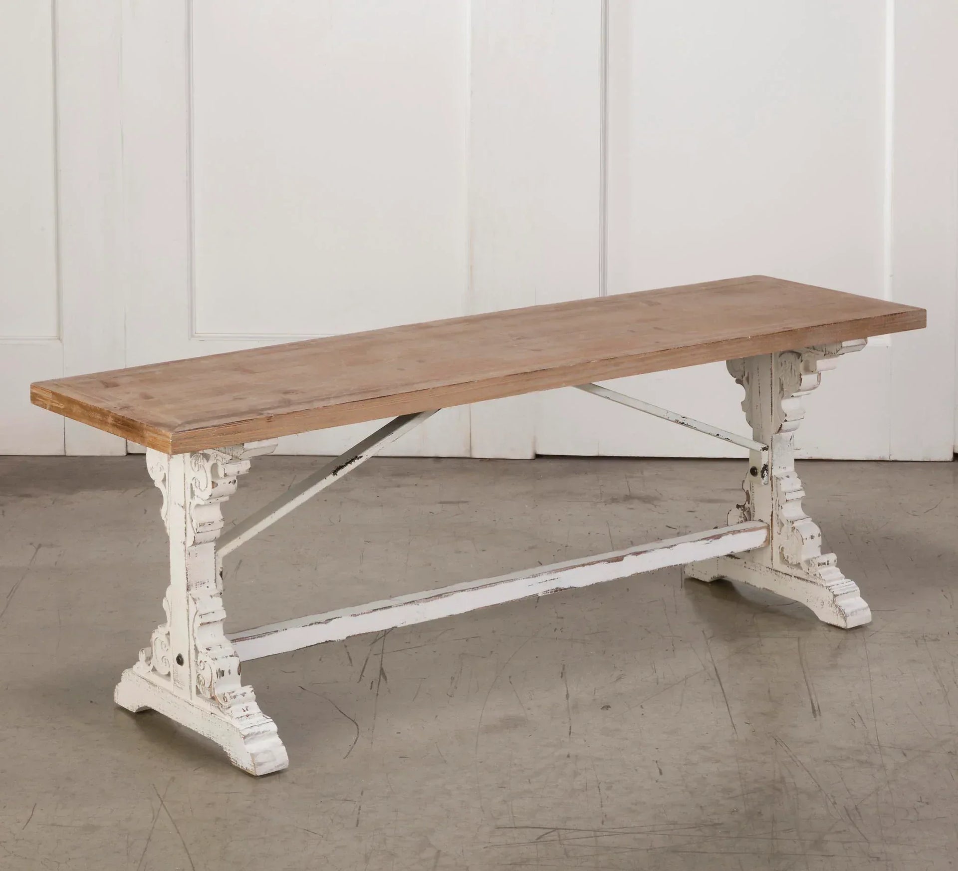 Antiqued Wooden French Farmhouse Bench - Gifts for You 'n Me