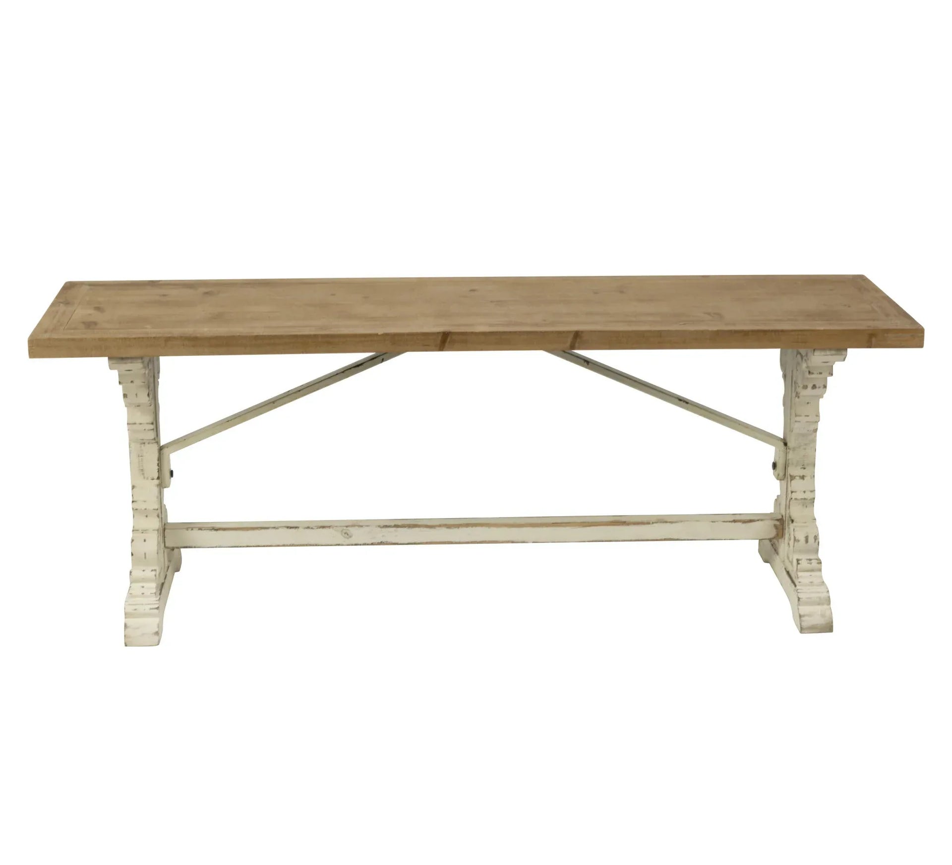 Antiqued Wooden French Farmhouse Bench - Gifts for You 'n Me