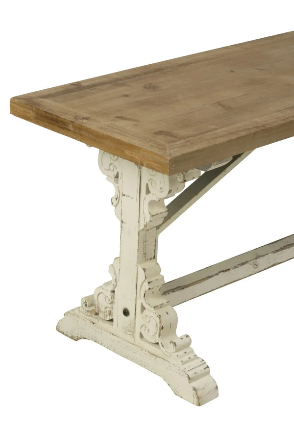 Antiqued Wooden French Farmhouse Bench - Gifts for You 'n Me