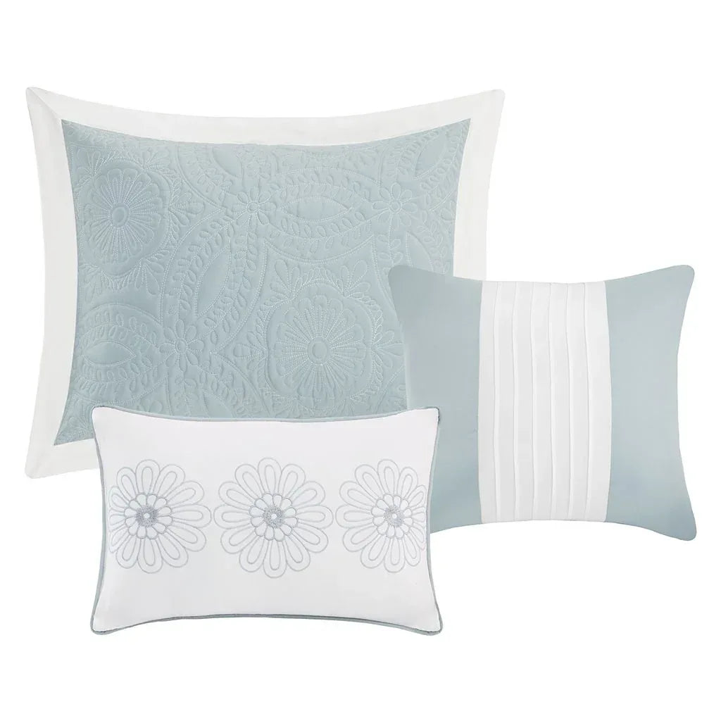 Ashbury 5 Piece Reversible Bedspread Set - Blue - Gifts for You 'n Me