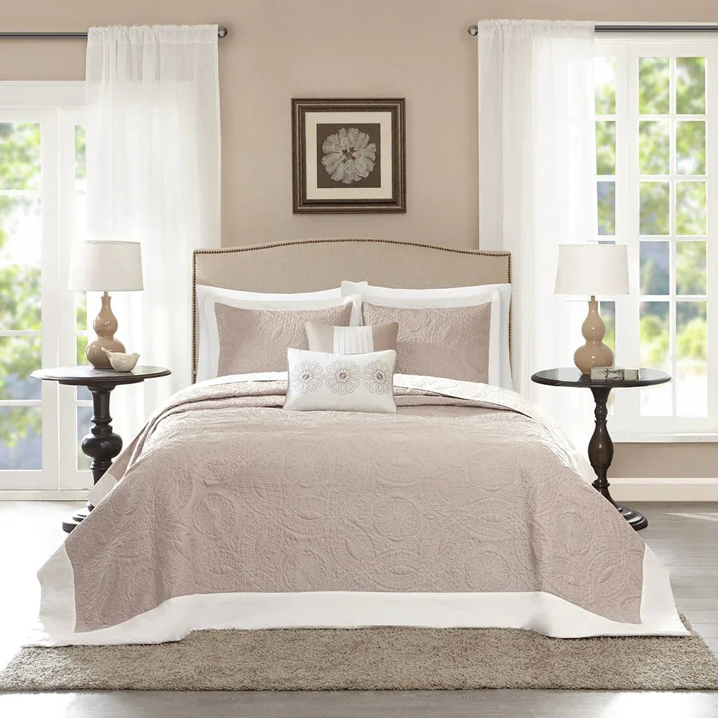 Ashbury 5 Piece Reversible Bedspread Set - Khaki - Gifts for You 'n Me