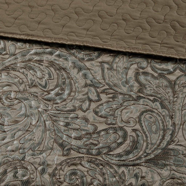Aubrey 5 Piece Reversible Jacquard Bedspread Set in Blue/Brown - Gifts for You 'n Me