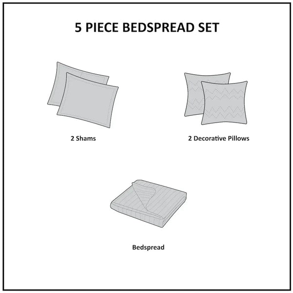 Aubrey 5 Piece Reversible Jacquard Bedspread Set in Burgundy - Gifts for You 'n Me