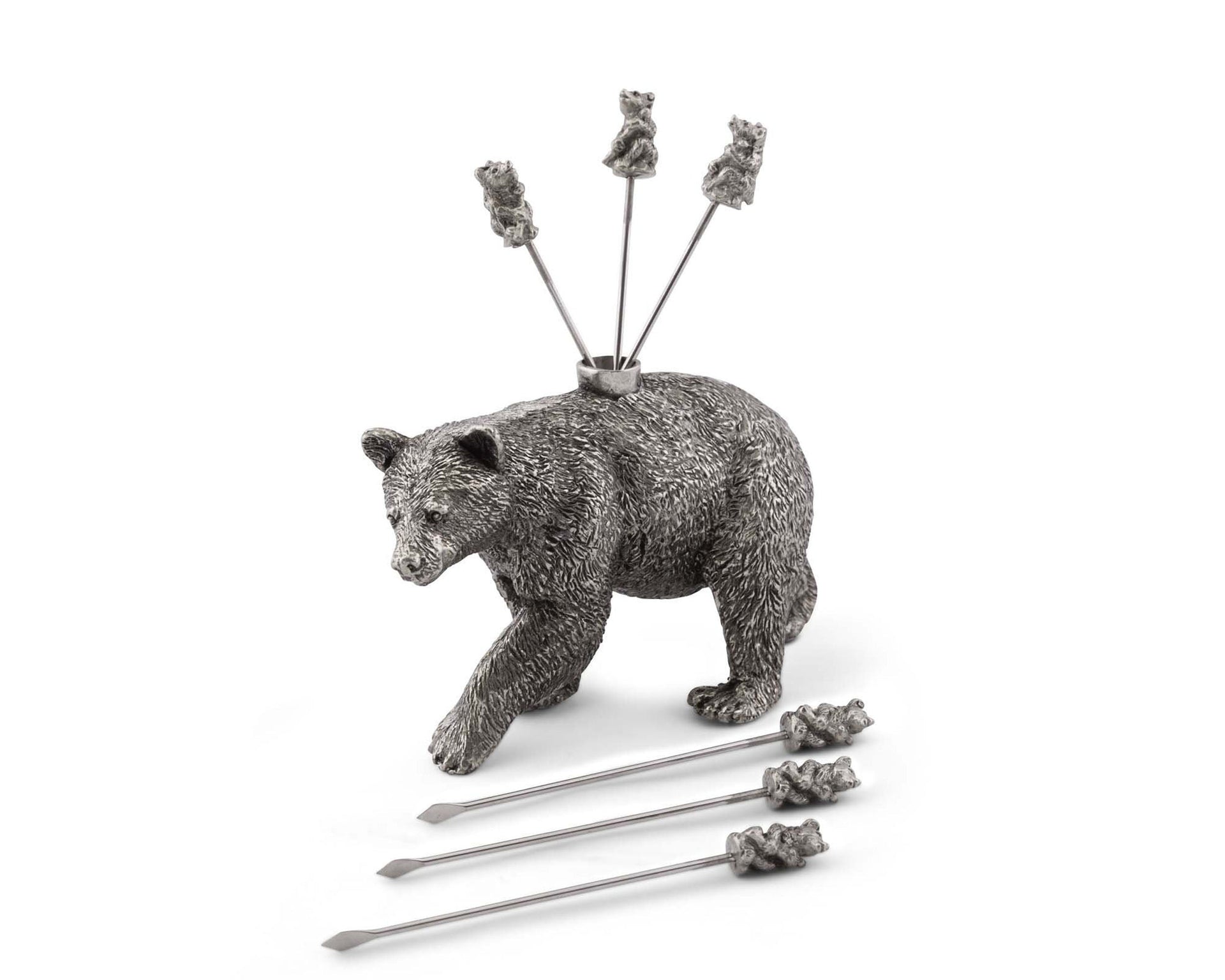 PEWTER BLACK BEAR CHEESE PICKS