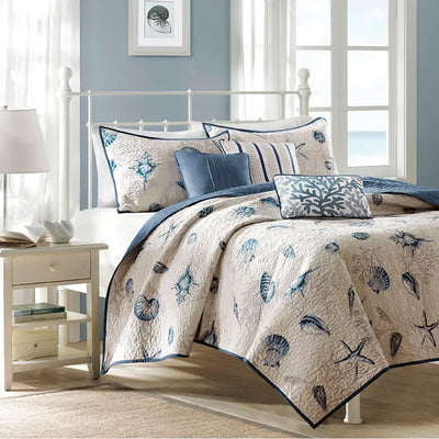 Bayside Reversible Coverlet Quilt Set with Throw Pillows
