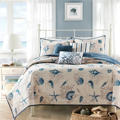 Bayside Reversible Coverlet Quilt Set with Throw Pillows