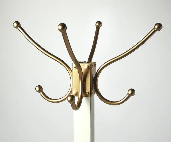 Butler Logan Square White and Gold Coat Rack/Tree - Gifts for You 'n Me