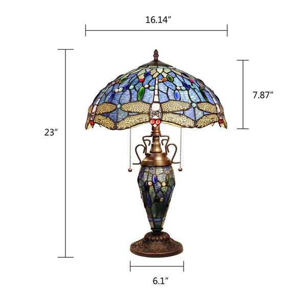 CHLOE Lighting SUNNIVA Dragonfly-Style Dark Bronze 3 Light Double Lit Table Lamp 16