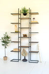 Metal And Wood Tall Geometric Display Shelves