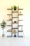 Metal And Wood Tall Geometric Display Shelves