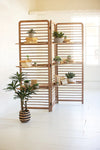 Folding Wooden Screen With Three Shelves