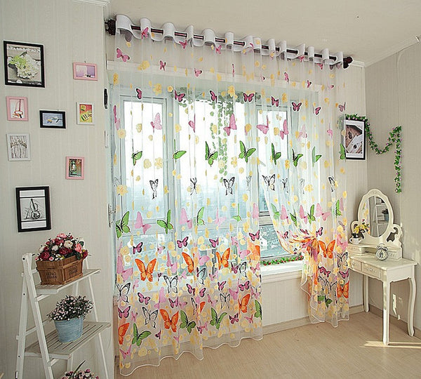 Dolce Mela Sheer Curtains - Brazilian Butterflies 60x100