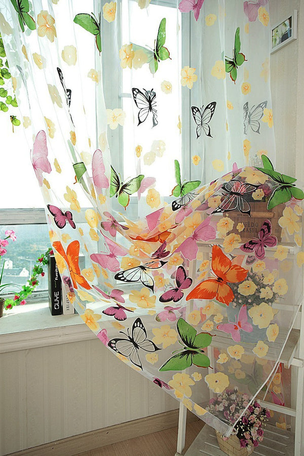 Dolce Mela Sheer Curtains - Brazilian Butterflies 60x100