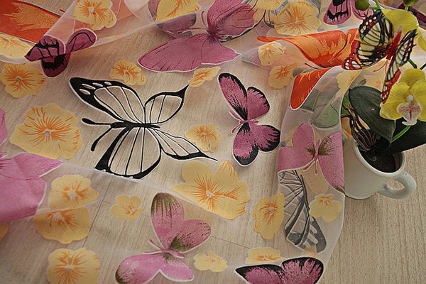 Dolce Mela Sheer Curtains - Brazilian Butterflies 60x100