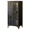 Wide Industrial Iron And Glass Two Door Apothecary Cabinet