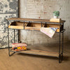 Recycled Wood & Metal Display Console With Drawers