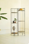 Hinged Tall Round Metal And Wood Display Shelving Unit