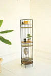 Hinged Tall Round Metal And Wood Display Shelving Unit