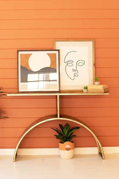 Antique Brass Console Table With Arched Base - KALALOU