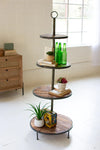 Four Tiered Recycled Wood And Metal Display Tower