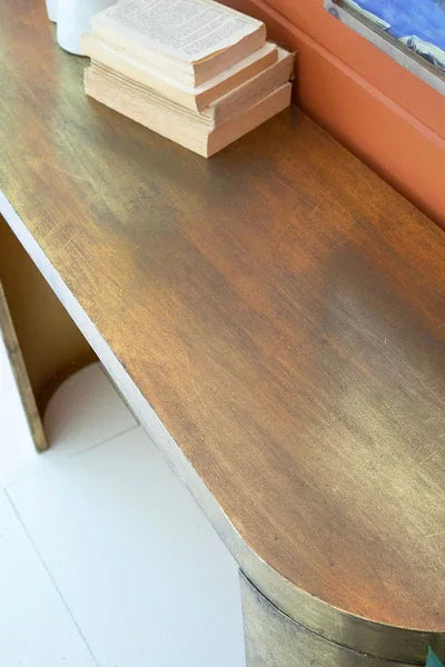 Oval Antique Brass Console Table - KALALOU