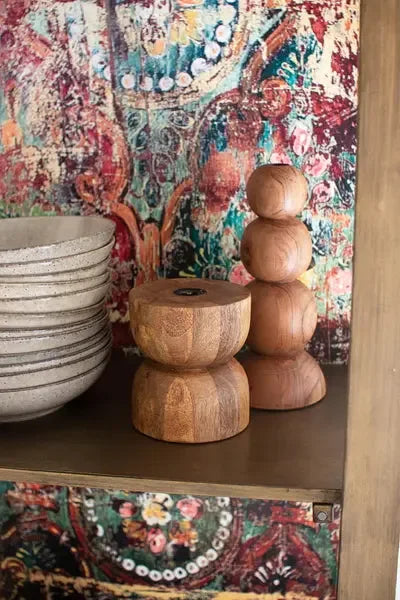 Gold Metal and Glass Cabinet with Colorful Print Back - KALALOU