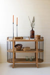 Oval Three Tiered Wooden Shelving Unit