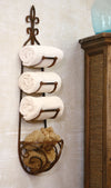 TUSCAN/COUNTRY WROUGHT IRON TOWEL RACK WITH BASKET - CQ1024