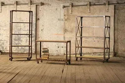 Tall Iron And Wood Display With Five Shelves And Iron Casters - KALALOU - Gifts for You 'n Me