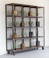 Raw Metal And Recycled Honey Wood 16 Cube Display Unit