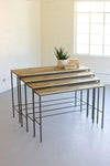 Recycled Wood and Iron Display Consoles - Set of 4