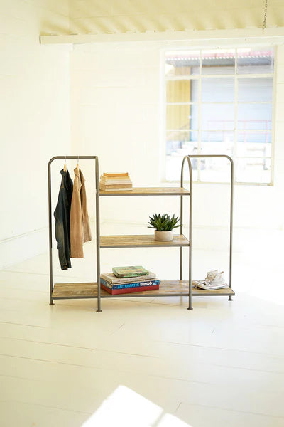 Horizontal Recycled Wood And Metal Display Unit