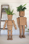 SET OF TWO METAL ROBOT PLANTERS