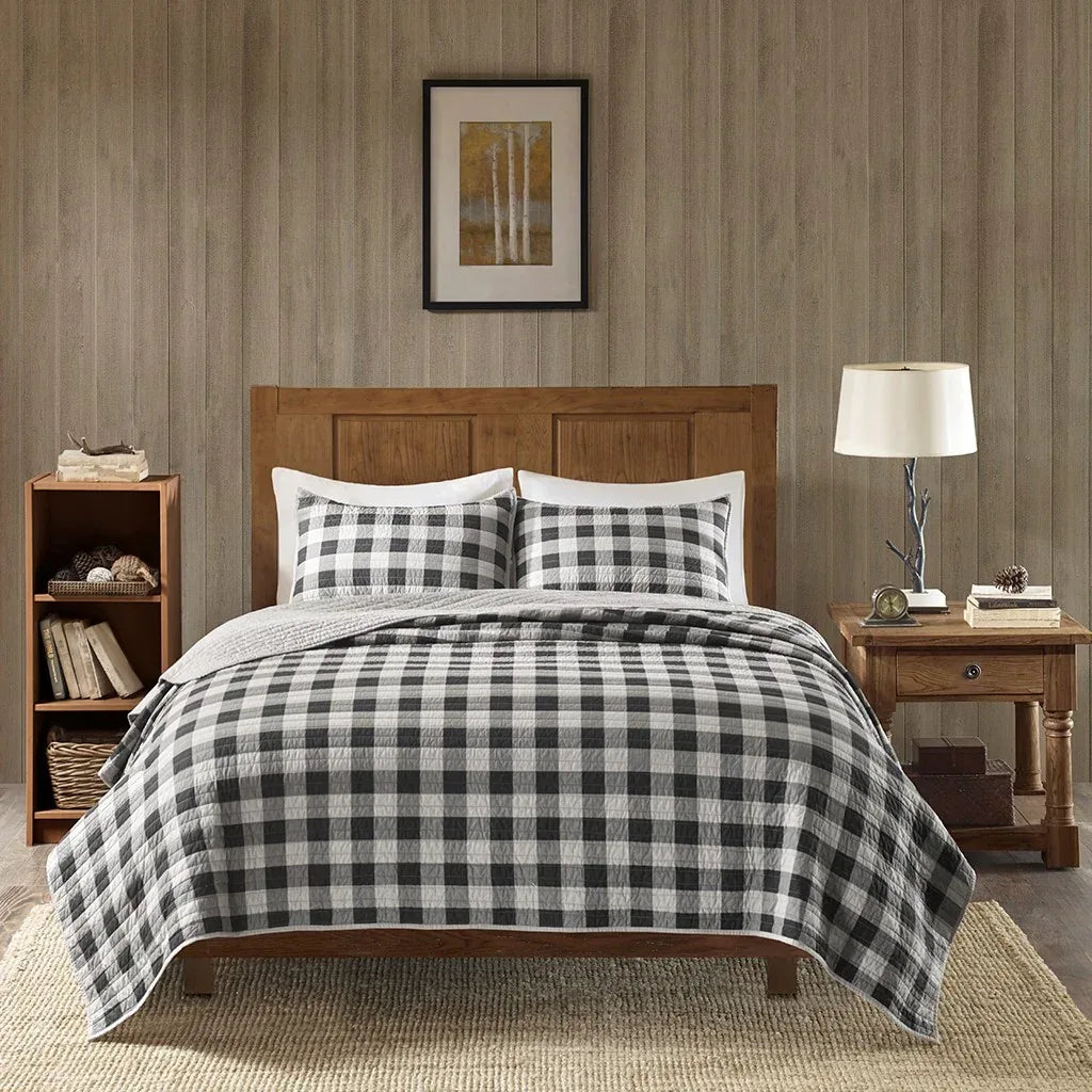 Check Oversized Quilt Mini Set - Gray - Gifts for You 'n Me