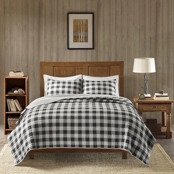 Check Oversized Quilt Mini Set - Gray - Gifts for You 'n Me