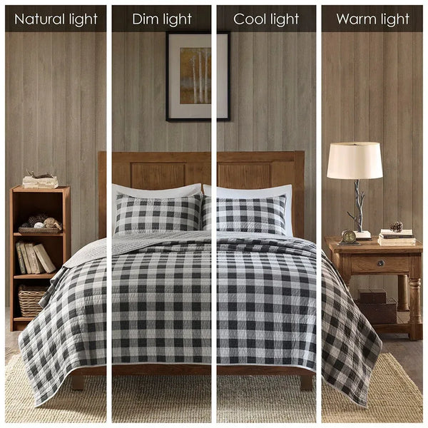 Check Oversized Quilt Mini Set - Gray - Gifts for You 'n Me
